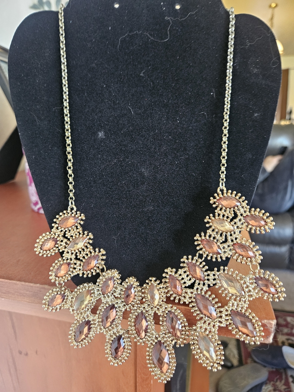 Style & Co. Gold-Tone Necklace with Amber and Champagne Marquise Stones